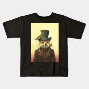 Victorian Fox And Goldfinch Kids T-Shirt